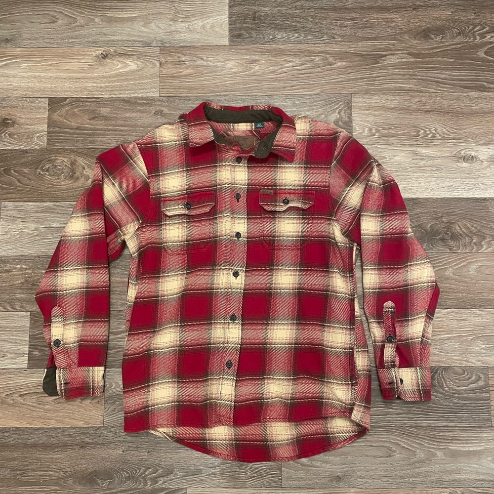 Red Orvis Flannel Plaid Men's Shirt Medium